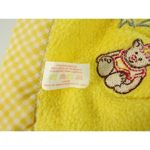 Vintage Lovey Baby Blanket with Plush Bear Head Yellow Fleece - Picture 4 of 12
